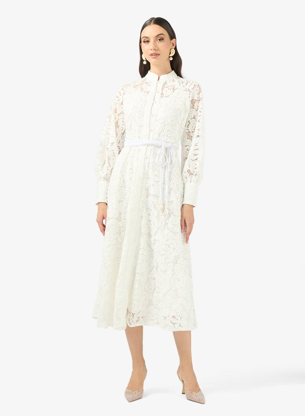Lace A-Line Midi Dress - Image 1