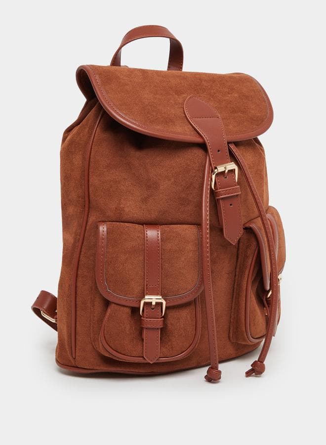 Styli Belted Pocket Drawstring Laptop Backpack - Image 1