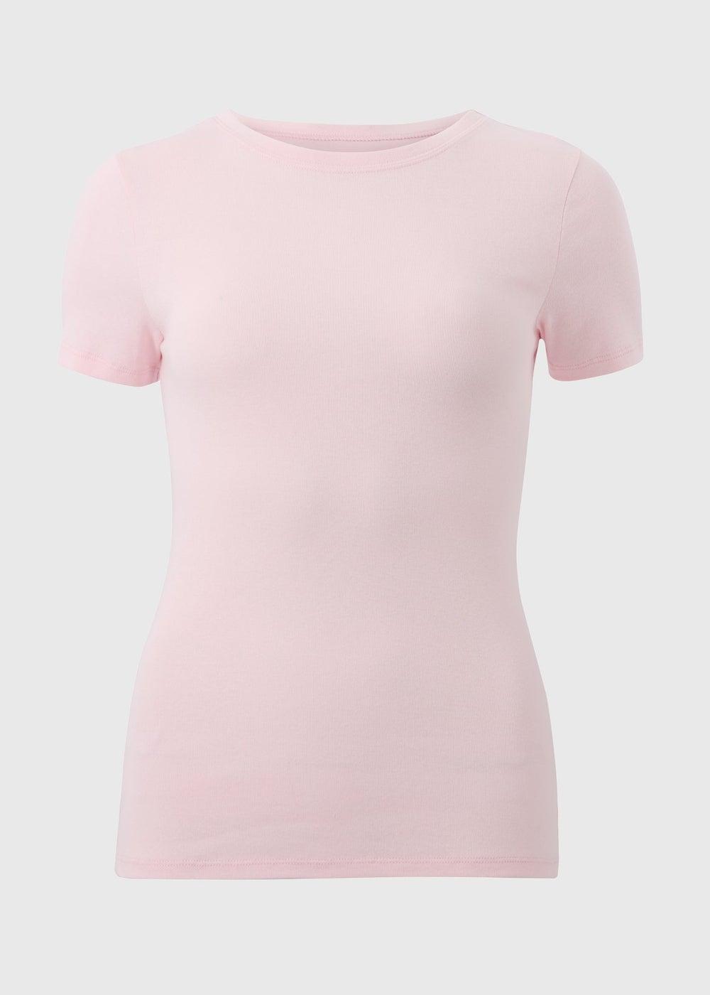 Pink Fitted Cotton T-Shirt - Image 1
