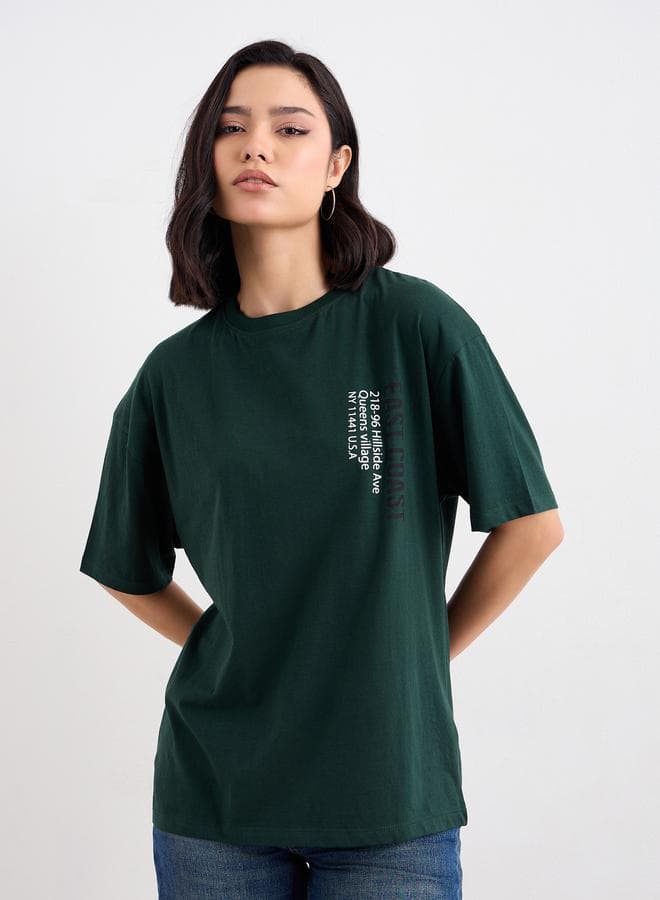 Styli Slogan Print Oversized Longline T-Shirt - Image 1