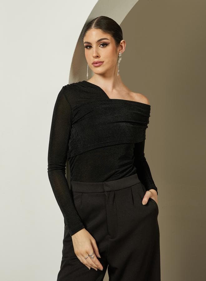 Styli Asymmetric Neck One Shoulder Knit Top - Image 1