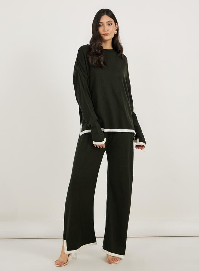 Contrast Trim High Low Hem Co-Ord Set - Image 1