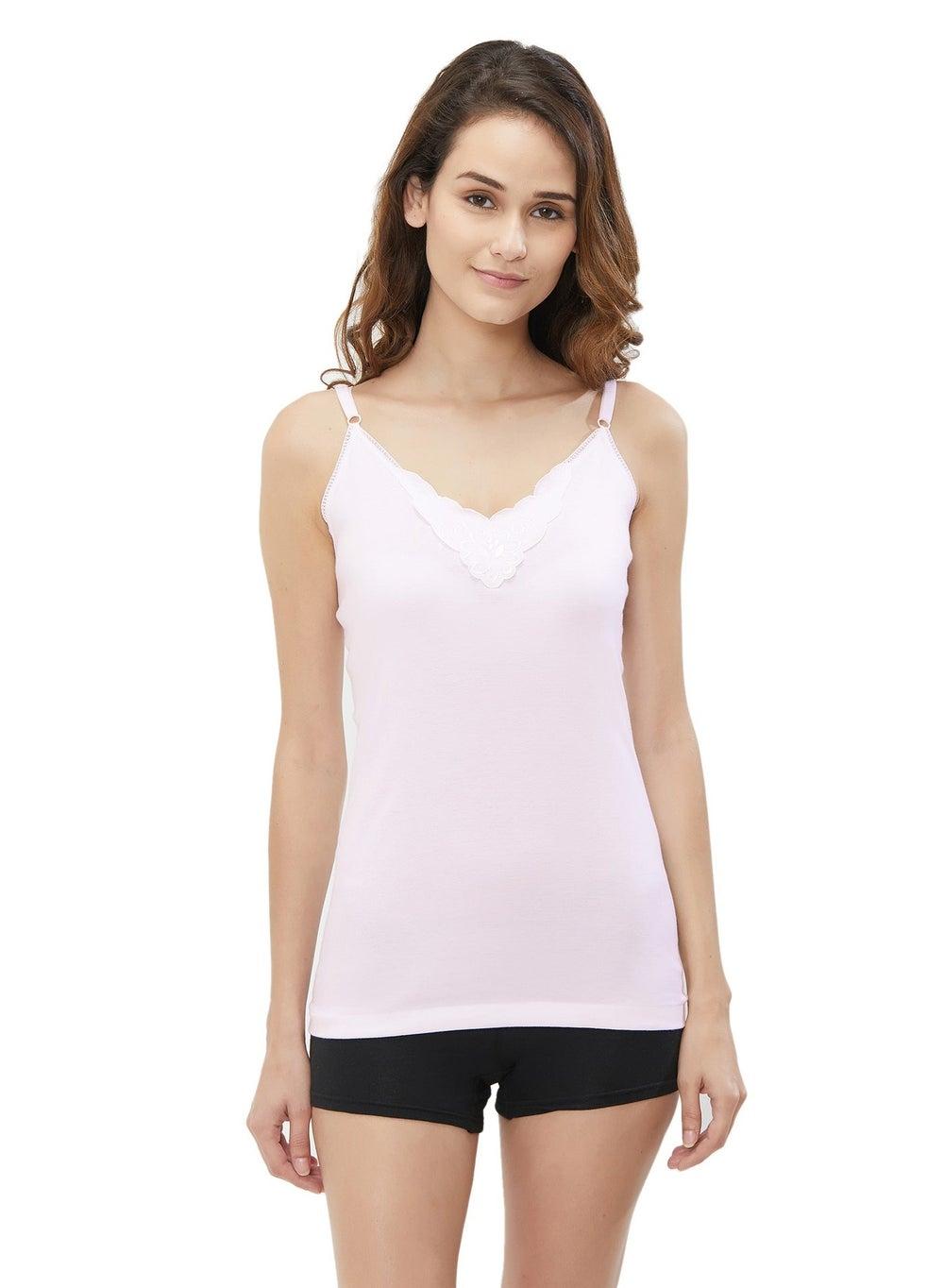 Women's Adjustable Strap Cotton Camisole 3-Pack in Pink - Image 1