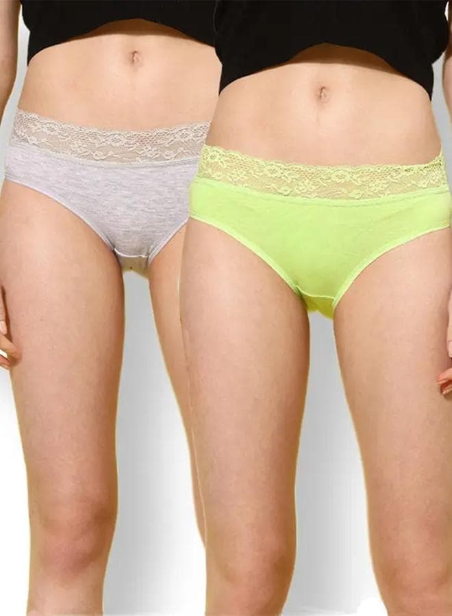 Leading Lady Pack of 2 Lace Waistband Cotton Briefs - Image 1