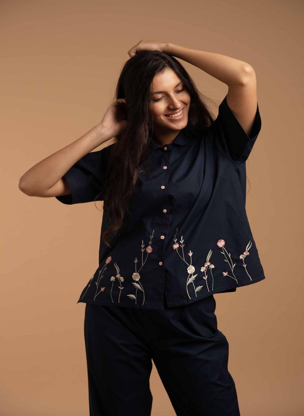 Gemma Embroidered Cotton Pyjama Set for Slow Days - Image 1