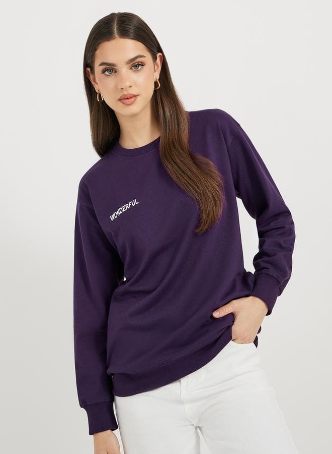 Regular Fit Longline Slogan Sweatshirt - Image 1