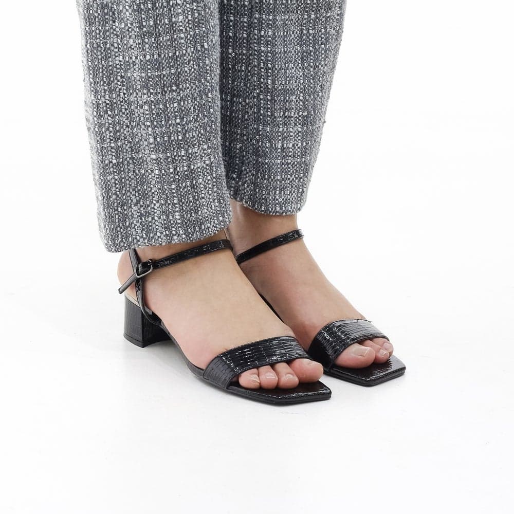 Brisa Block 4.5CM Heel Croco One Band Sandal - Image 1