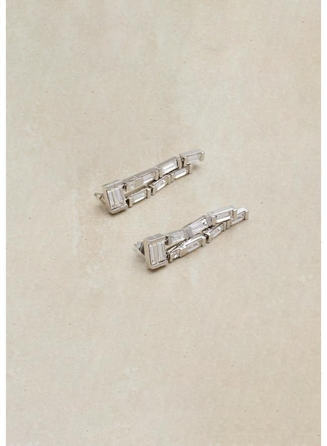 LIVIA Linear Crystal Drop Earrings - Image 1