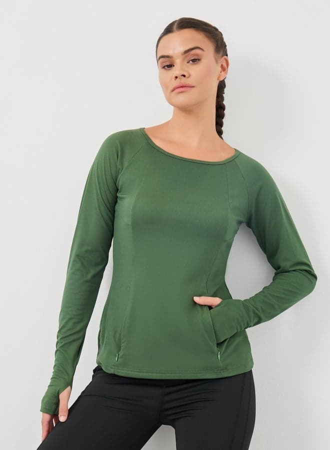 Contour Effect Stitch Detail Long Sleeve Top - Image 1
