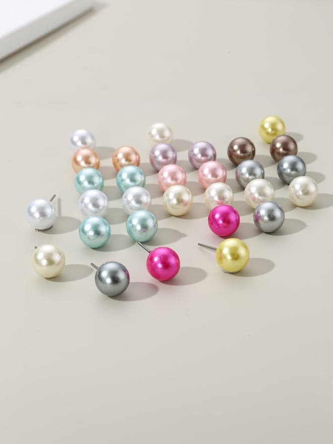 Set of 15 Faux Pearl Earrings - Image 1