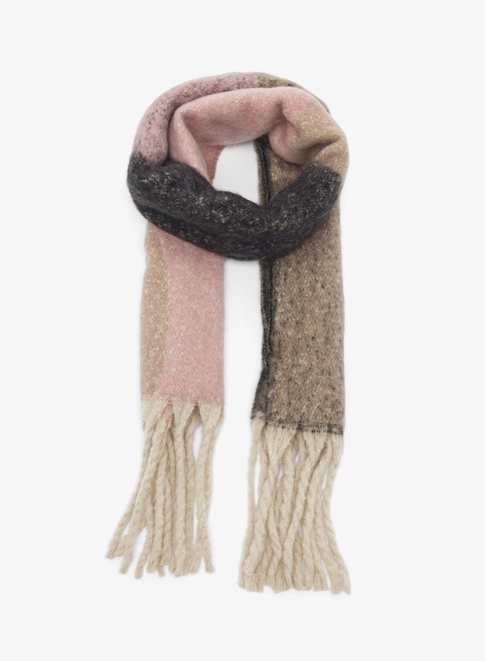 Wool Blend Checkered Tassel Scarf - Image 1