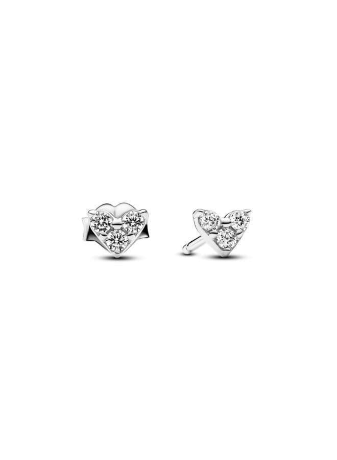 Triple Stone Heart Sterling Silver Stud Earrings - Image 1