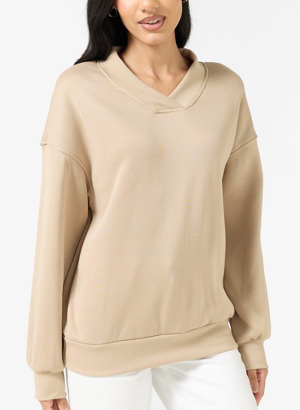 Soft Touch V-Neck Oversize Sweatshirt - Image 1