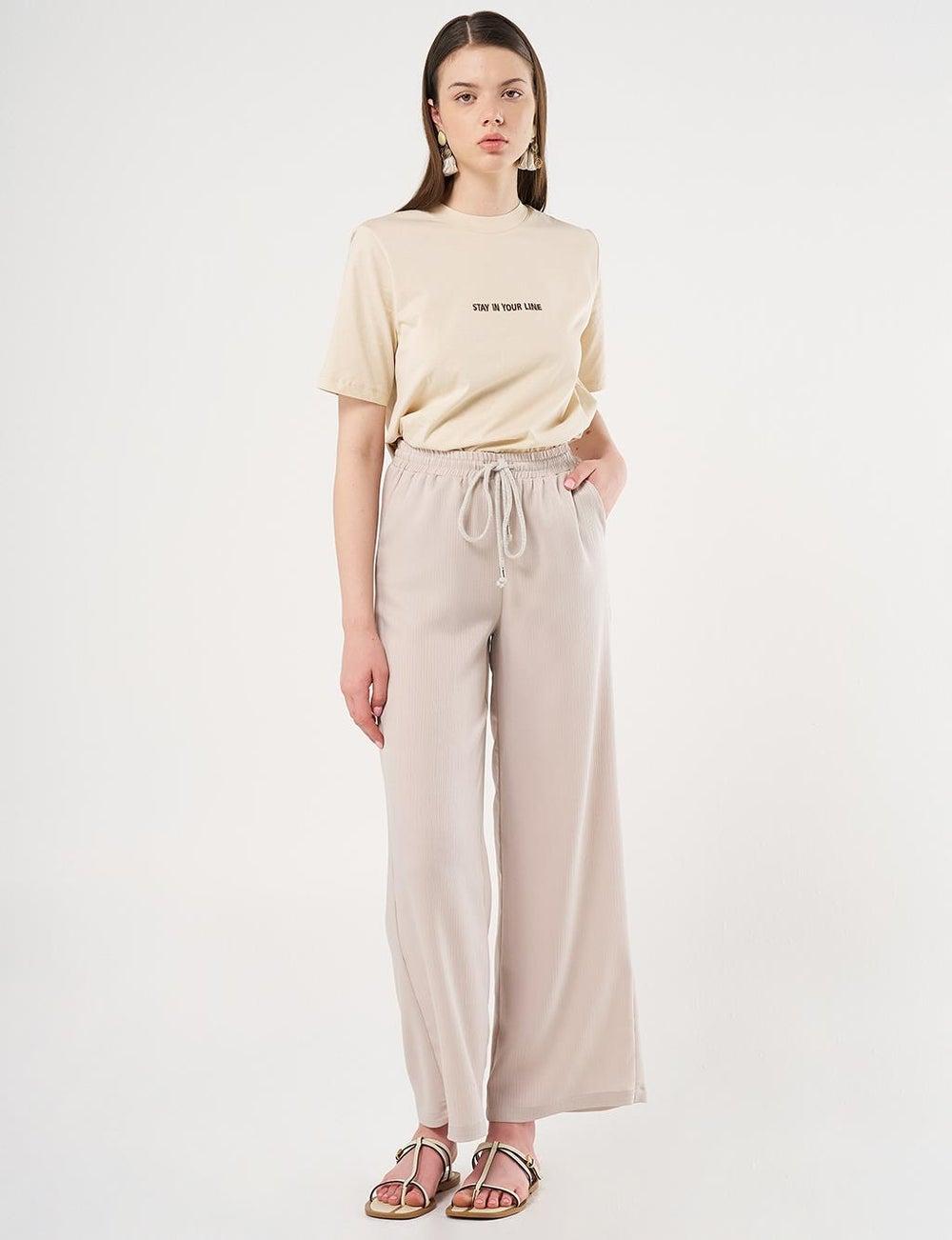 Laced Relaxed Fit Stone Pants - Image 1