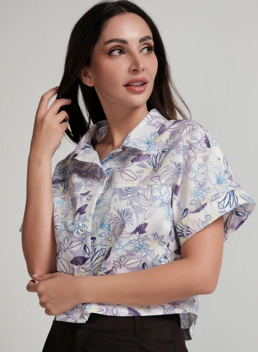 Crop Shirt With Patch Pocket - Image 1
