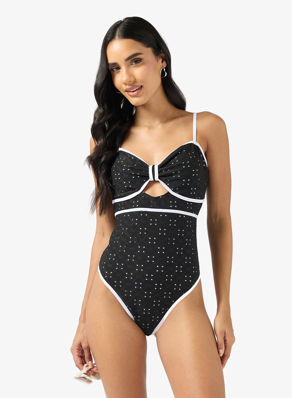 Contrast Trim Swimsuit for Women - Image 1