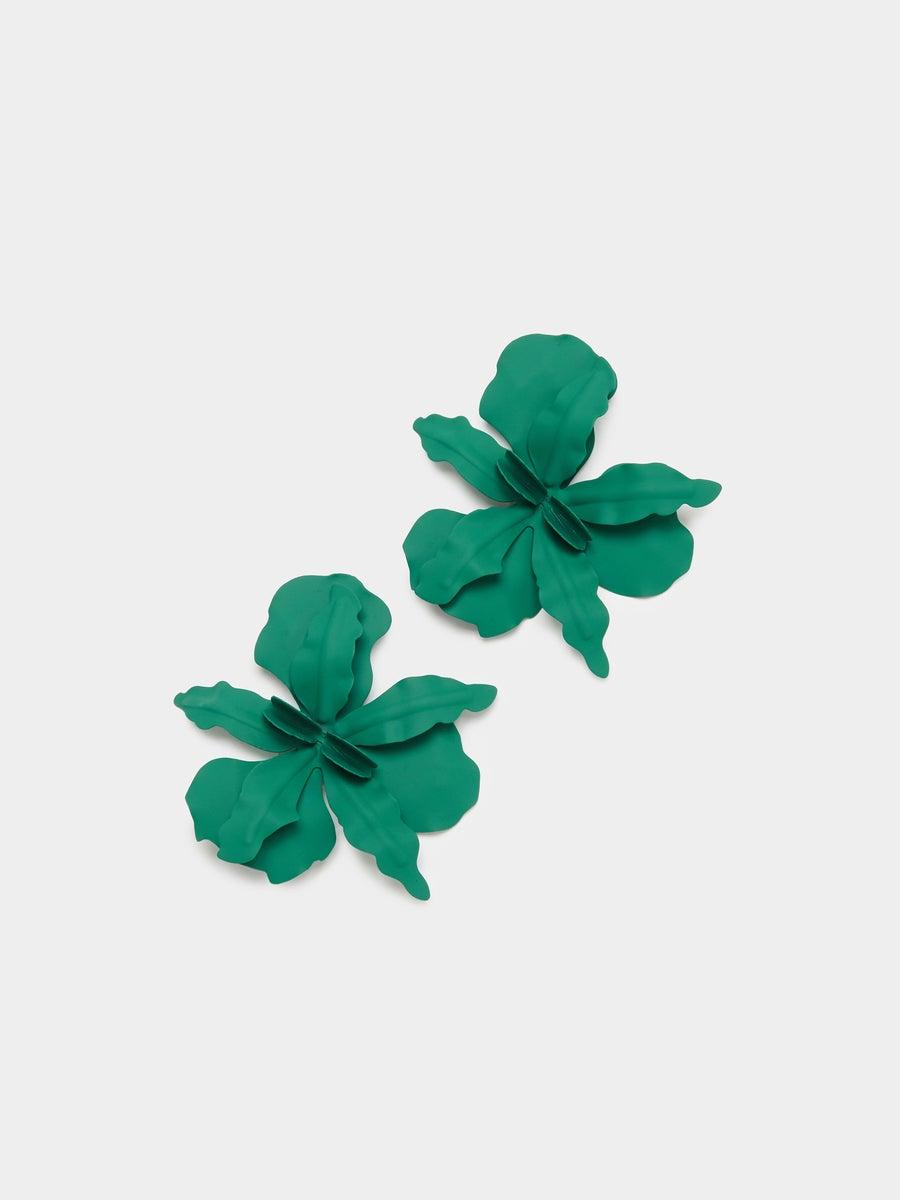 Green Floral Stud Earrings for Women - Image 1