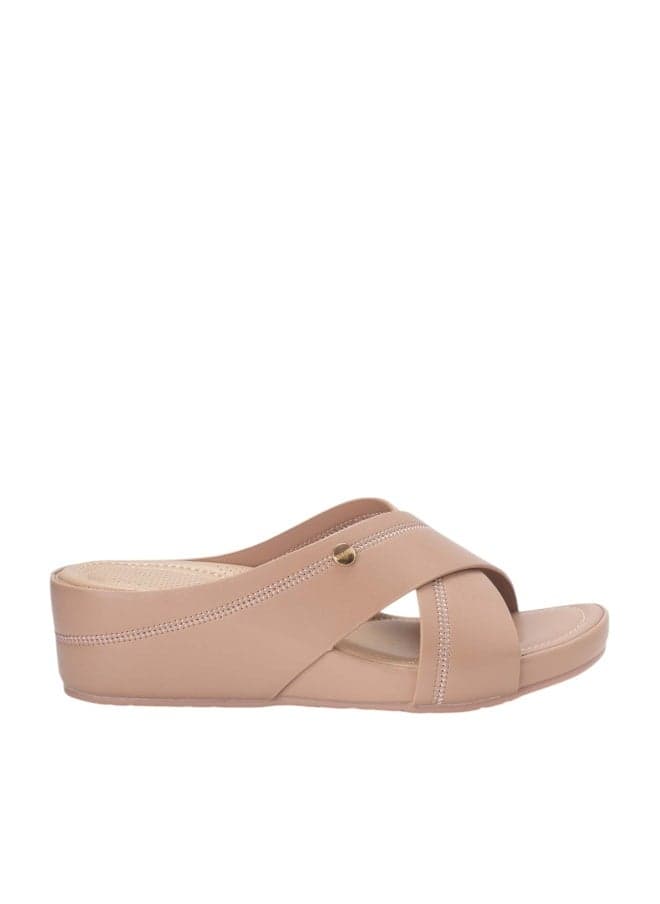 Comfit Casual Nude Wedge Slip-On Sandals - Image 1