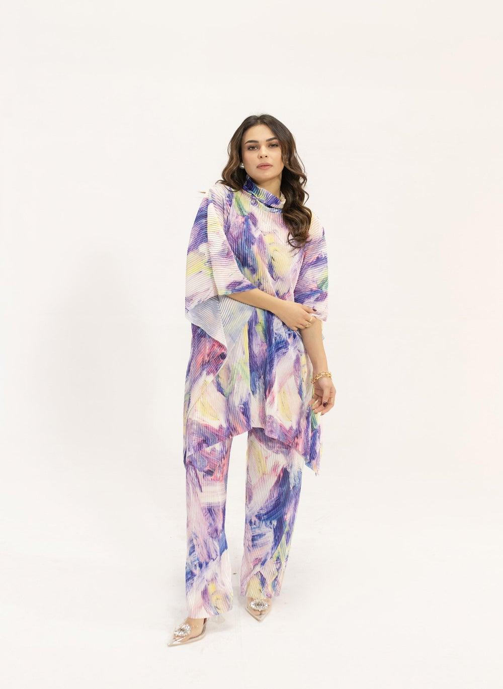 Pleated Poncho Suit for Formal Arabian Events - Image 1