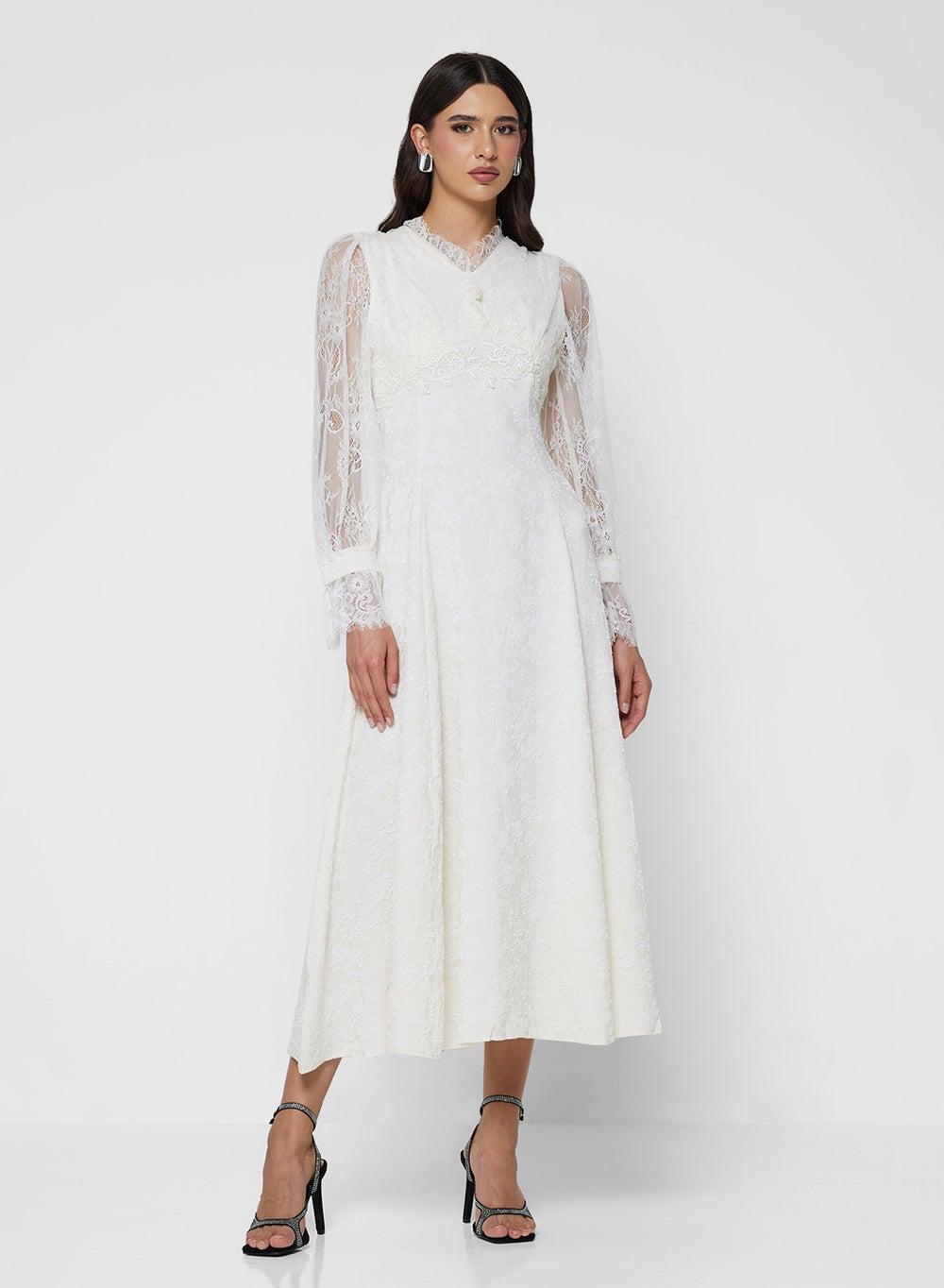 Textured A-Line Midi Dress - Image 1