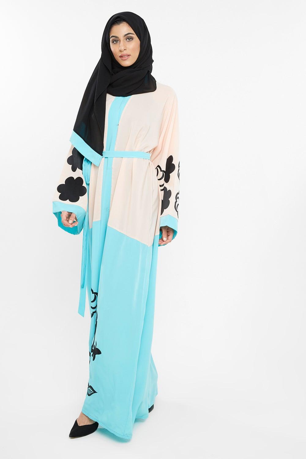 Classic Double Shade Abaya AJ65A with Matching Hijab - Image 1