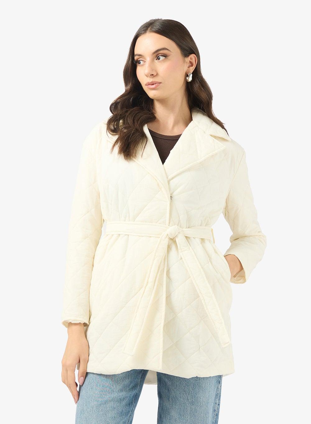 Mid Length Padded Women’s Overcoat Jacket - Image 1