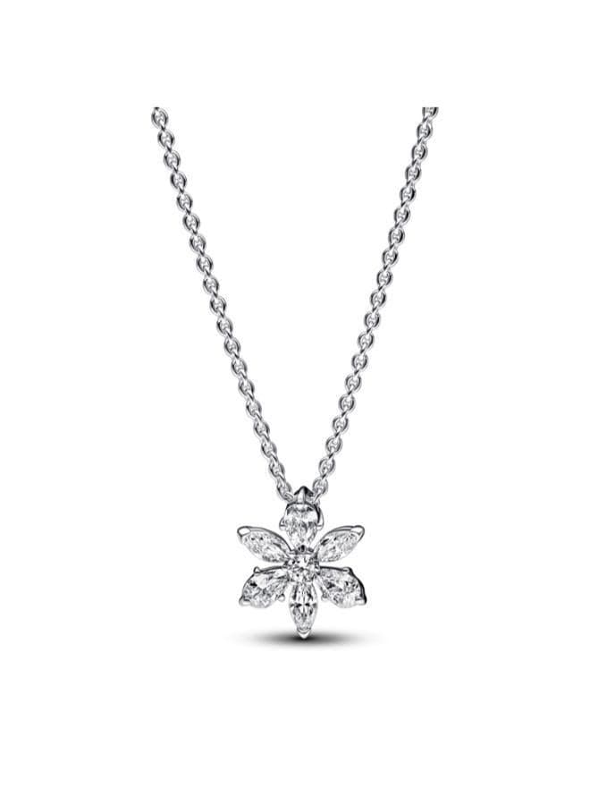 Herbarium Cluster Sterling Silver Necklace with Clear Cubic Zirconia - Image 1
