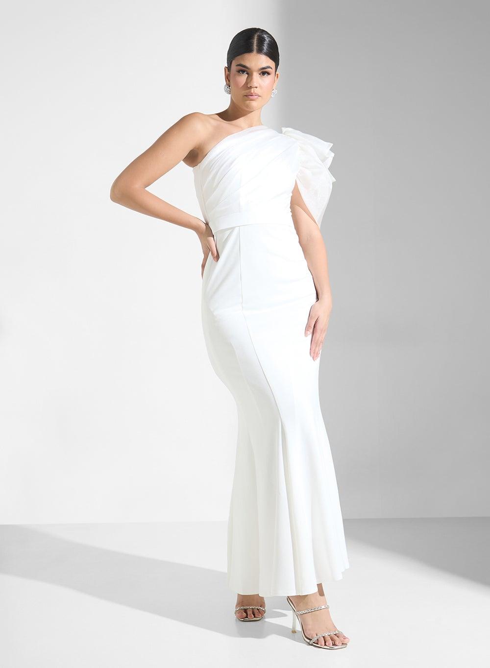 One-Shoulder Ruffle Mermaid Dress - Image 1