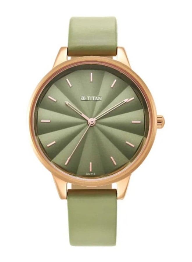 Neo Green Dial Leather Strap Watch for Women - Image 1