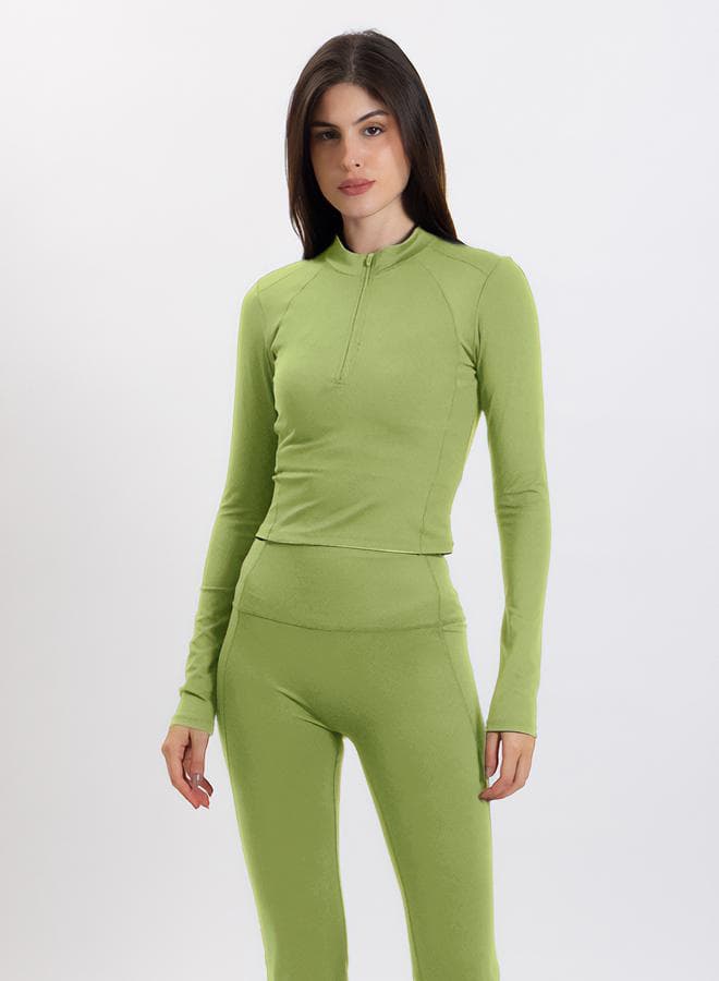 Sculpt Crop Zip-Up Top with Matching Set - Image 1