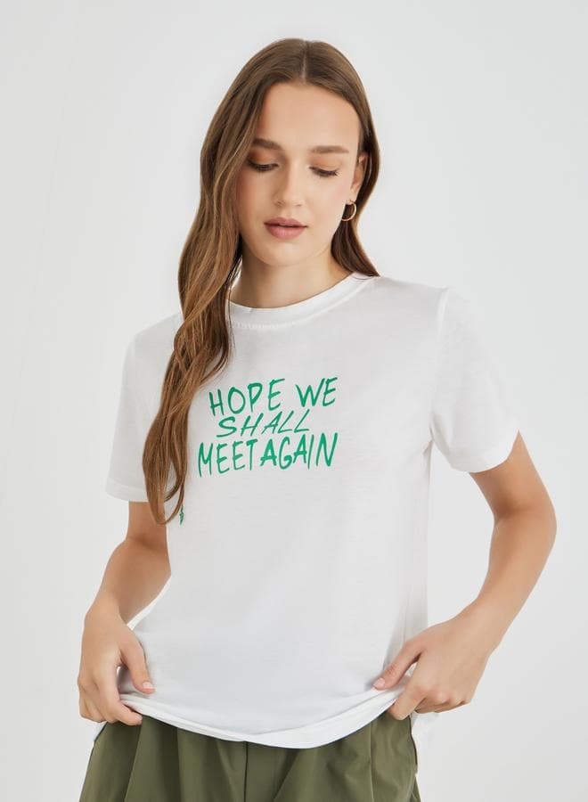 Take Two Slogan Print Round Neck T-Shirt - Image 1