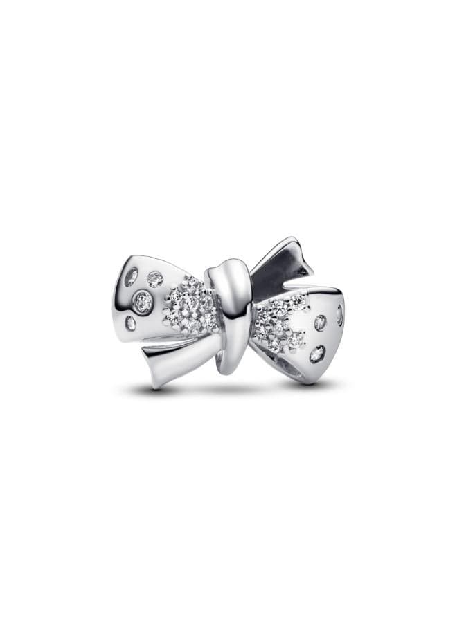 Sparkling Bow Charm in Sterling Silver - Image 1