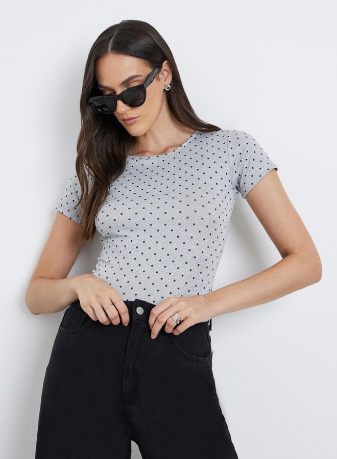Styli Polka Dot Short Sleeve T-Shirt - Image 1