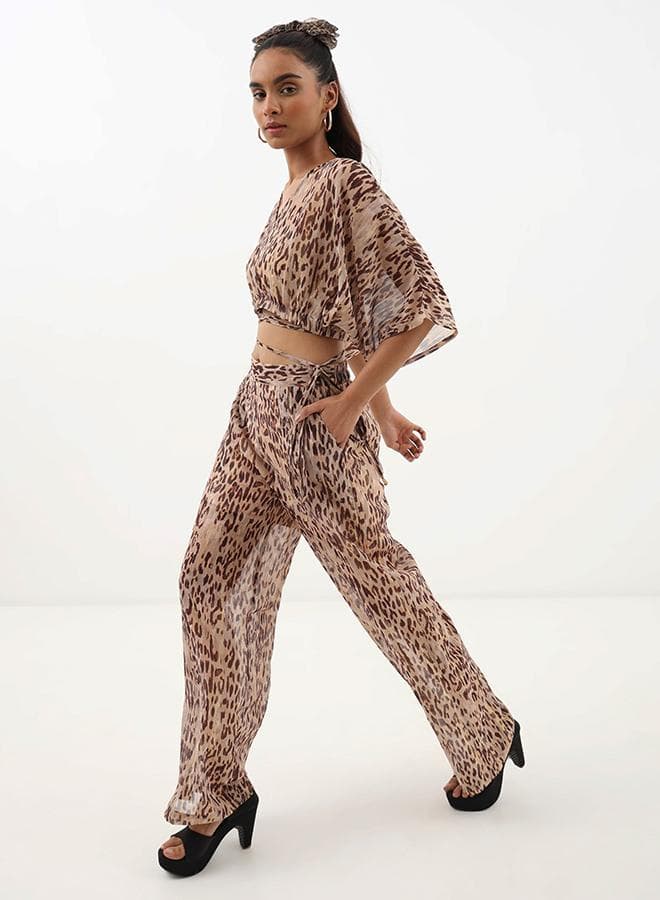 Wild Elegance Co-Ord Set with Wide-Leg Pants - Image 1