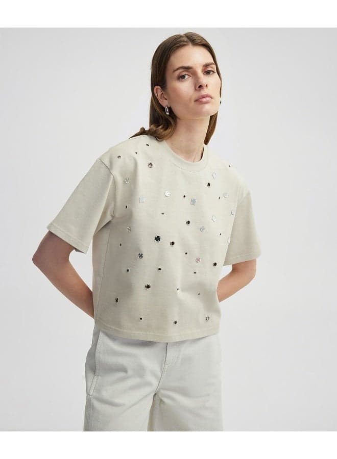 Relaxed Fit Embellished Cut-Out T-Shirt - Image 1