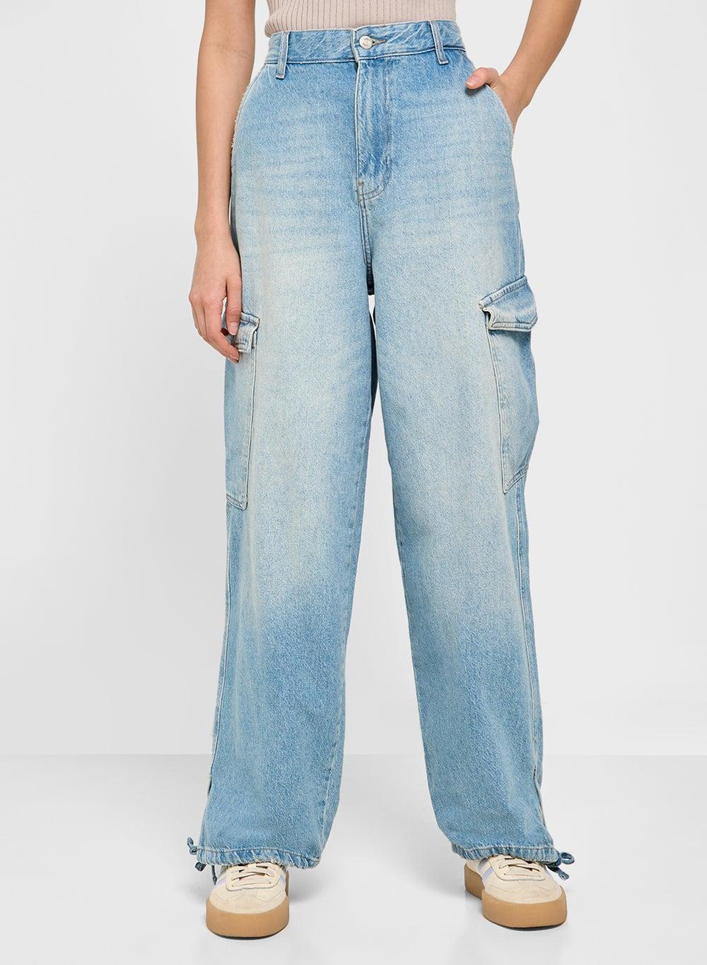 High Waist Wide-Fit Cargo Jeans - Image 1