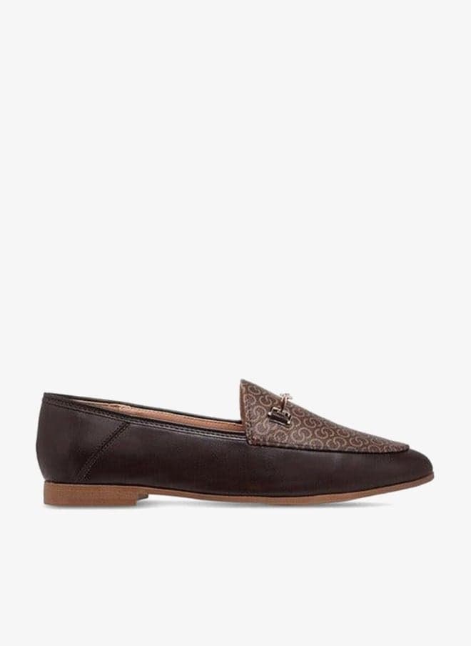 Women's Solid Slip-On Loafers with Metal Accent - Image 1