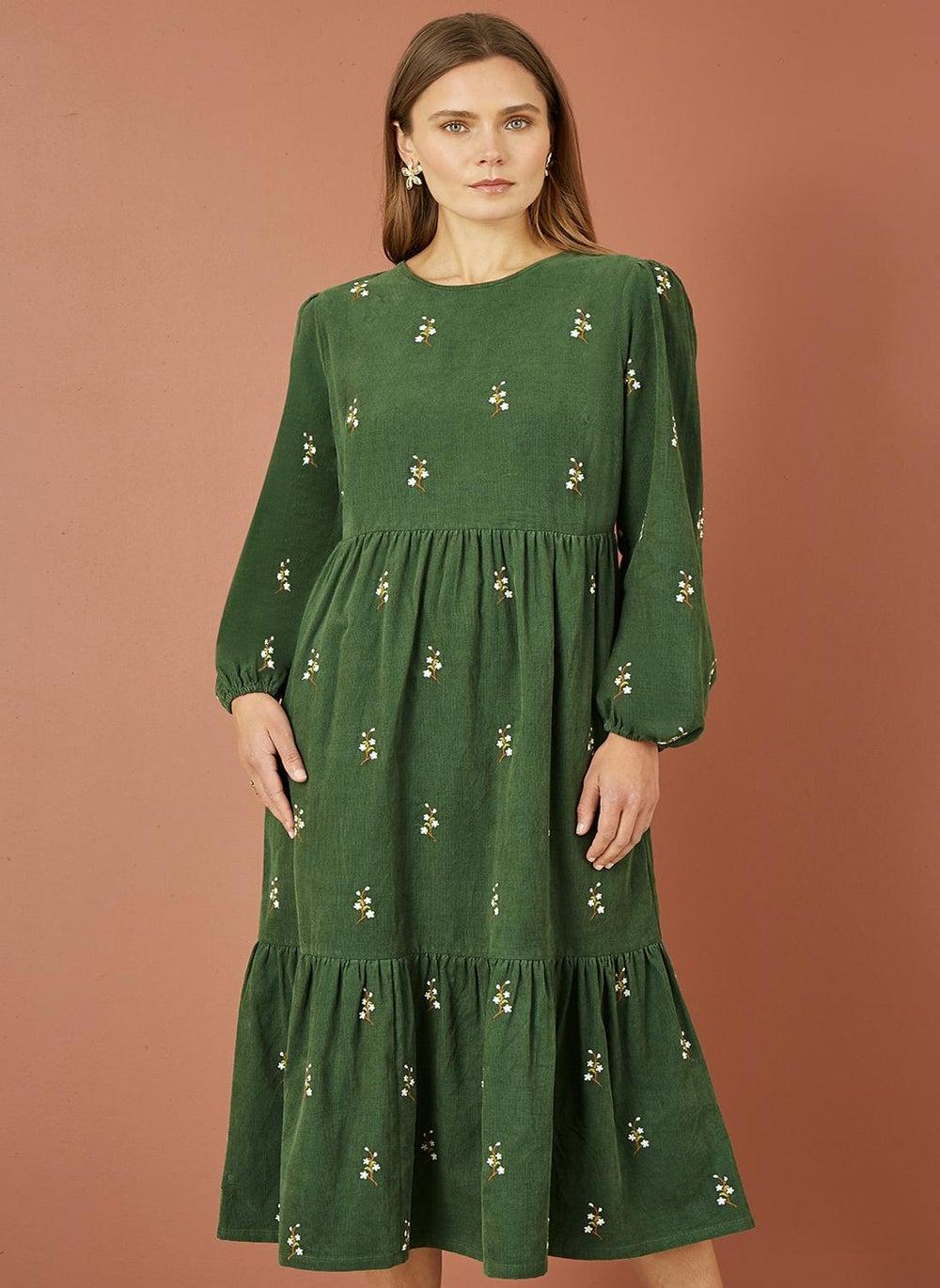 Floral Corduroy Midi Dress - Image 1