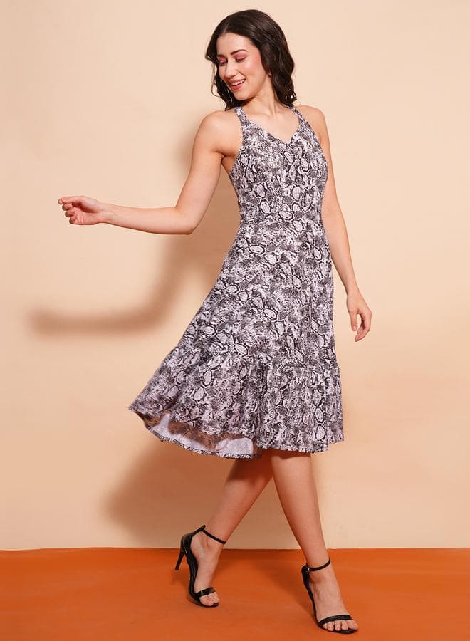 Globus Women Animal Print Halter Neck Midi Dress - Image 1