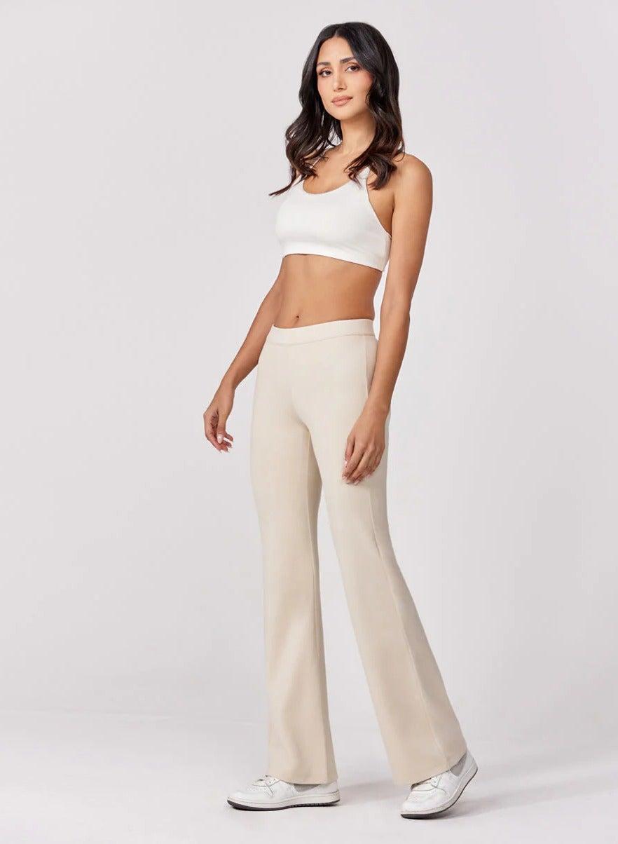 Ponte Flared Beige Pant - Image 1