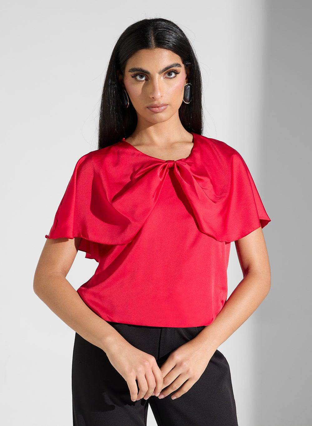 Short Sleeve Polyester Blouse for Modest Wear - Image 1