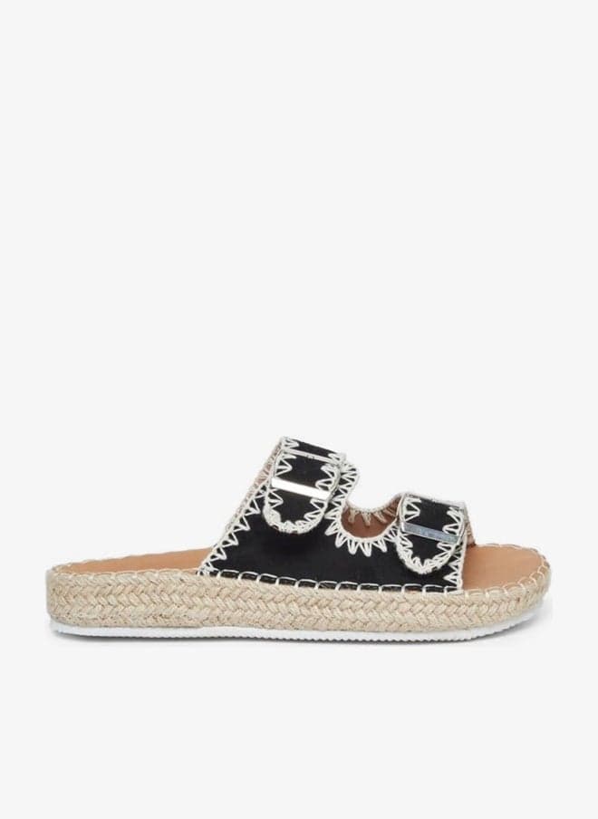 Black Stitch Buckle Accent Espadrilles - Image 1