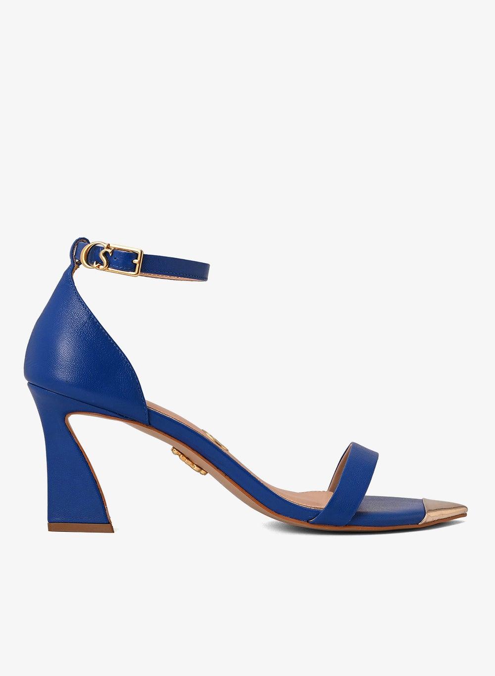 Blue Heeled Sandal with Metal Detail - Image 1