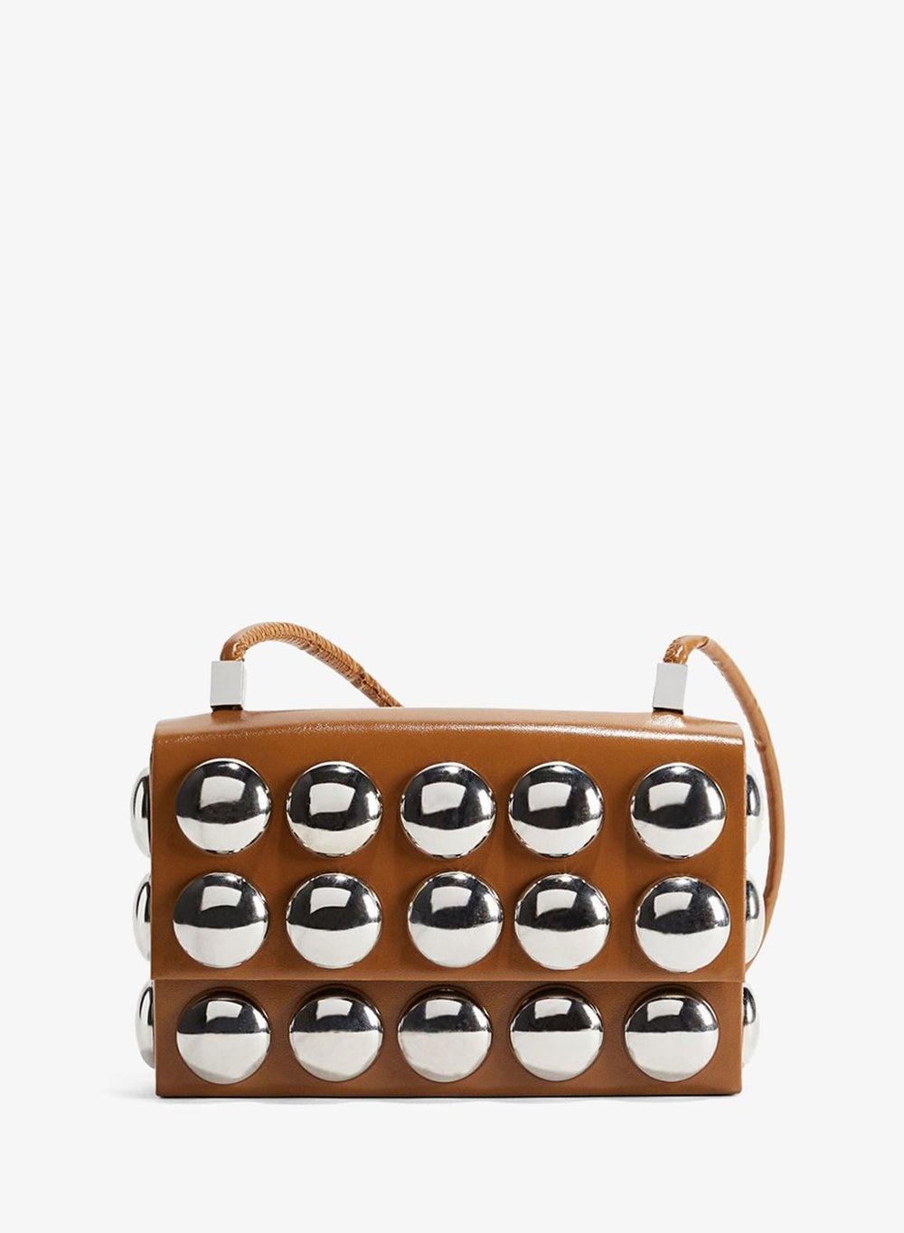 Studded Coated Fabric Phone Bag - Image 1