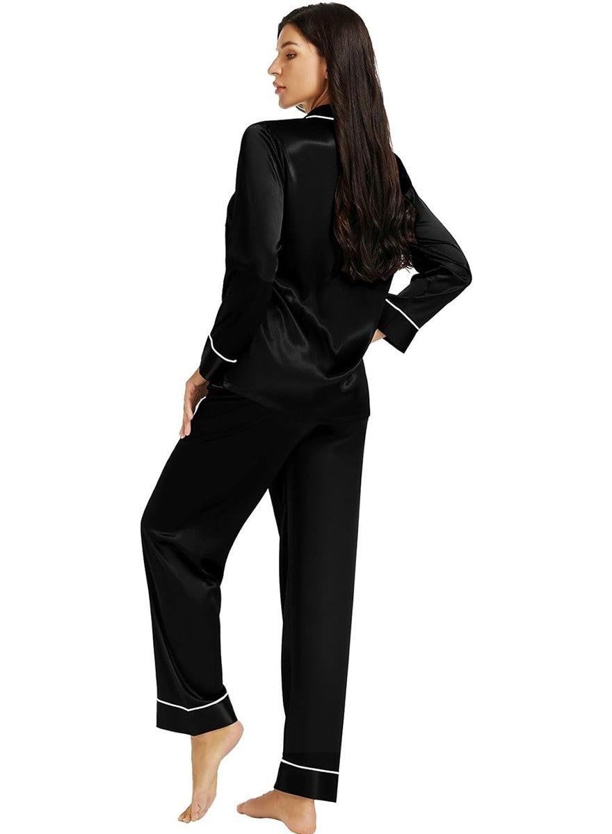 Women's Full Sleeve Silk Satin Pajama Set - Image 1