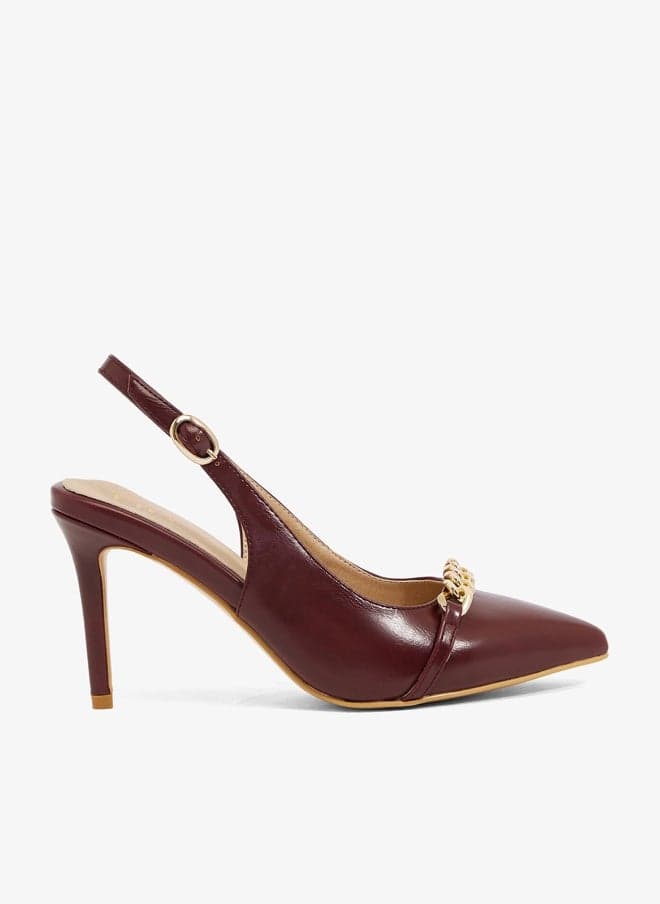 Gold Chain Slingback Heels - Image 1