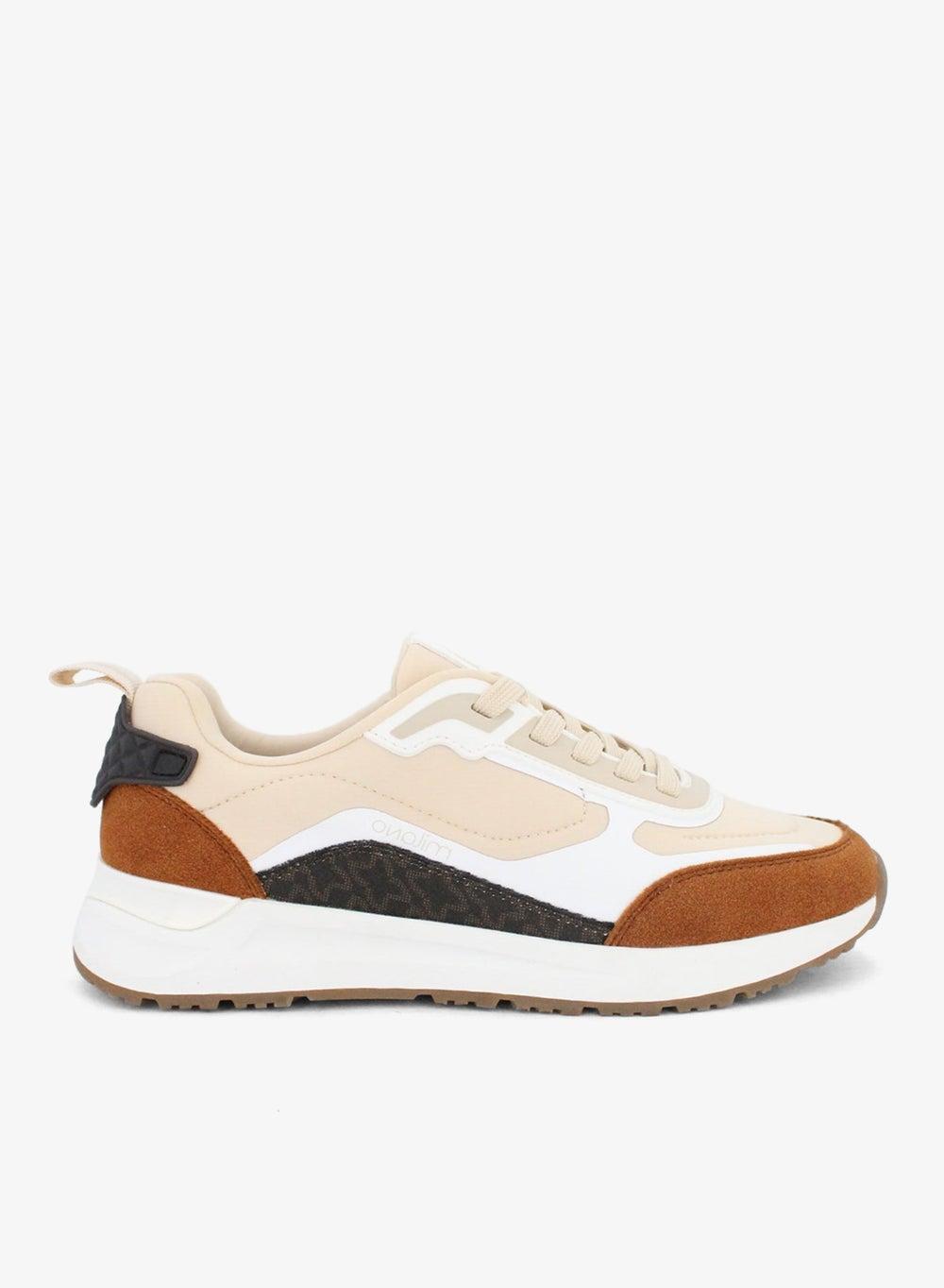AZZAH High-Top Women's Sneakers in Cream and Beige - Image 1