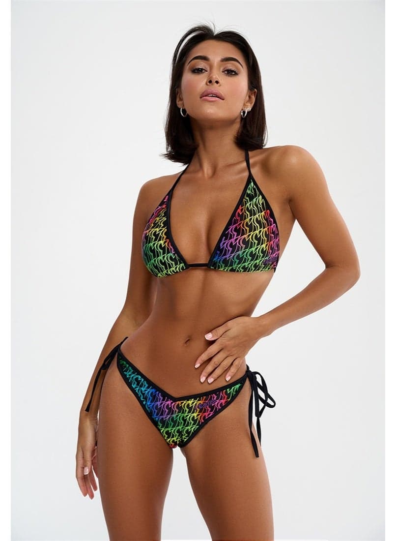 Bona Fide Multicolor Halter Bikini Set with Side-Tie Bottoms - Image 1