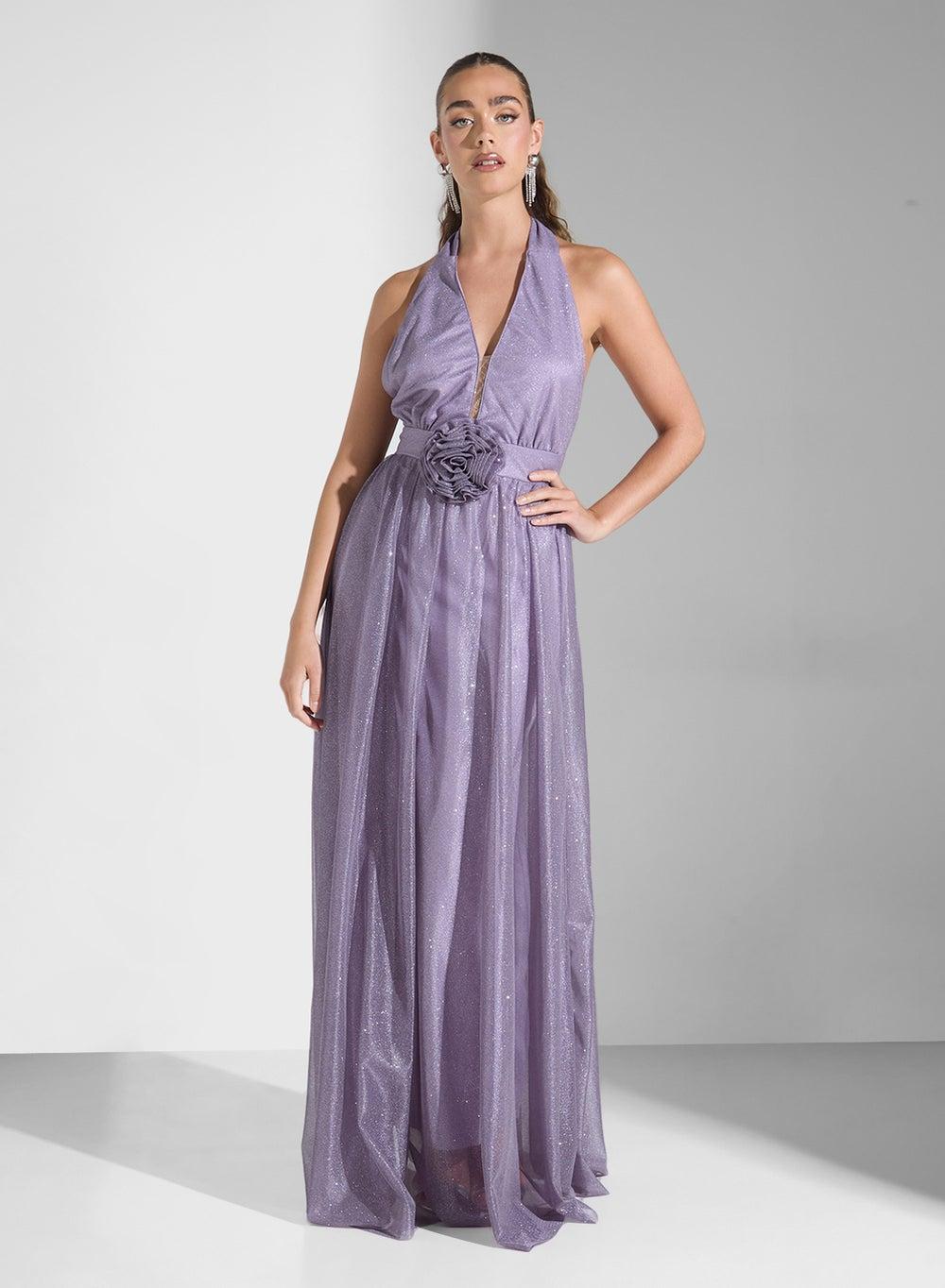 Floral Halter Floor-Length Gown - Image 1