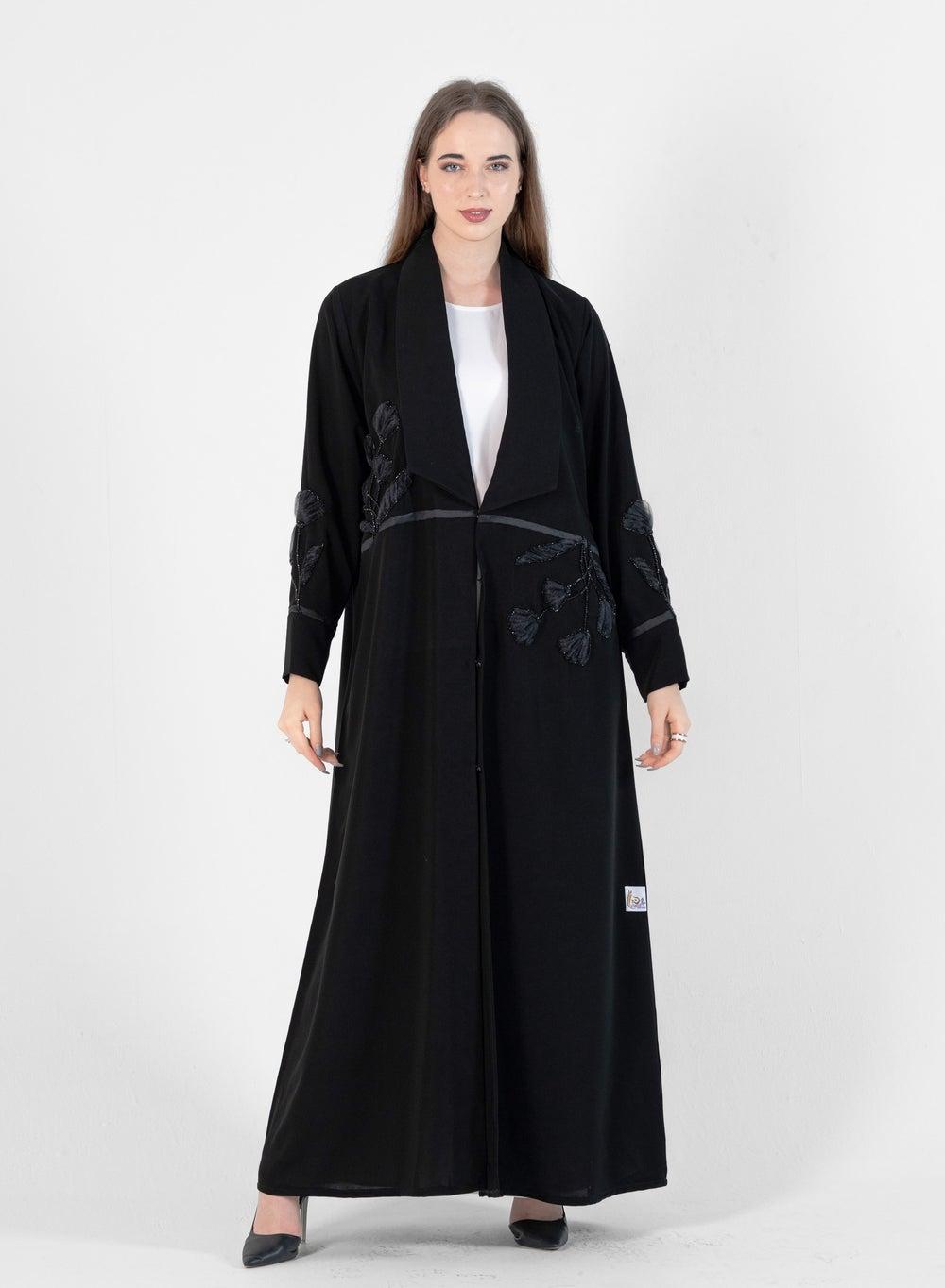 Black Rose Embroidered Stylish Abaya - Image 1